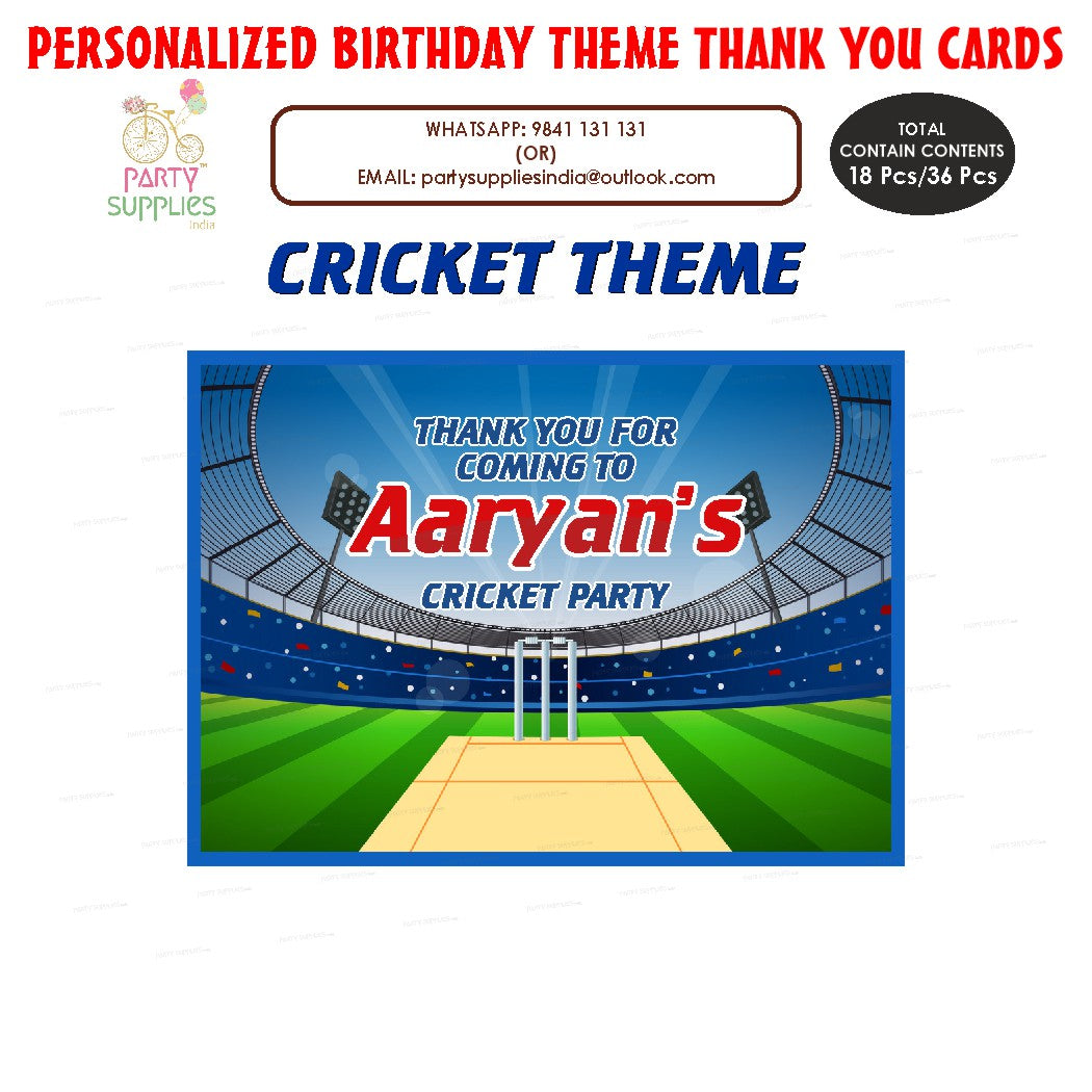 Cricket Theme Thank You Card