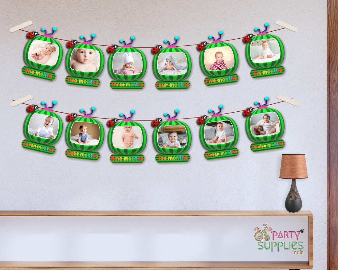 Cocomelon Boy Theme 12 Months Photo Banner