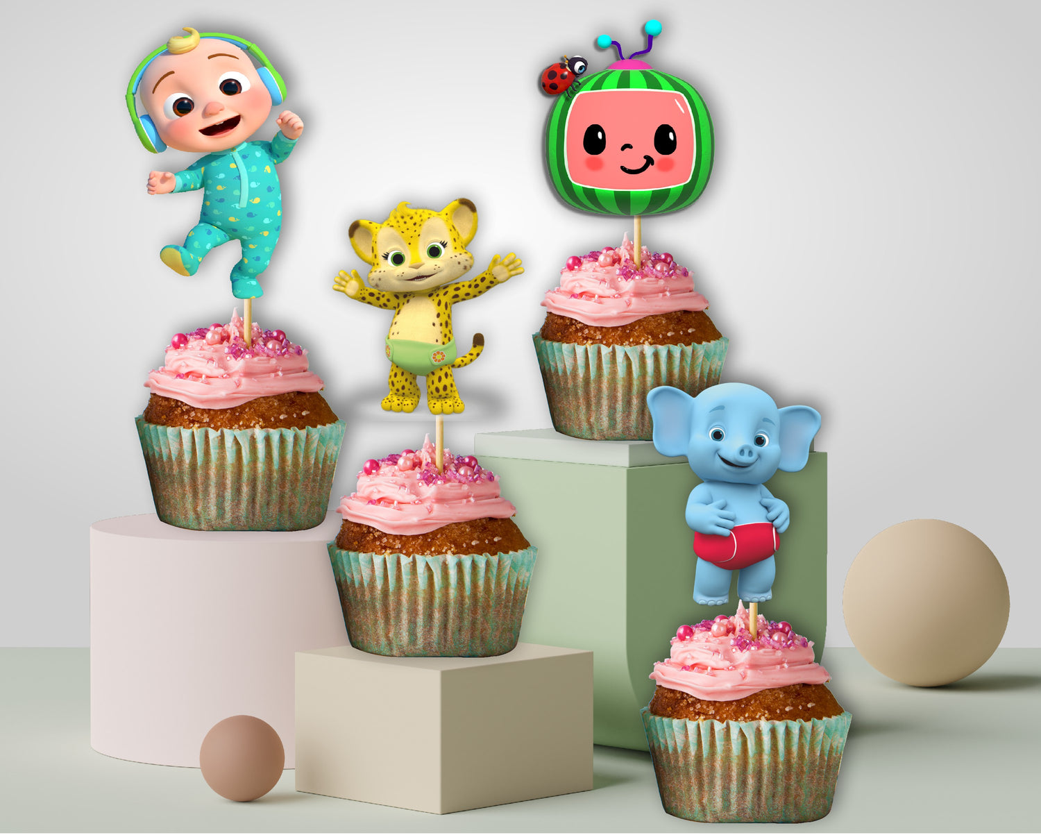 PSI Coco Melon theme boy Cupcake Topper