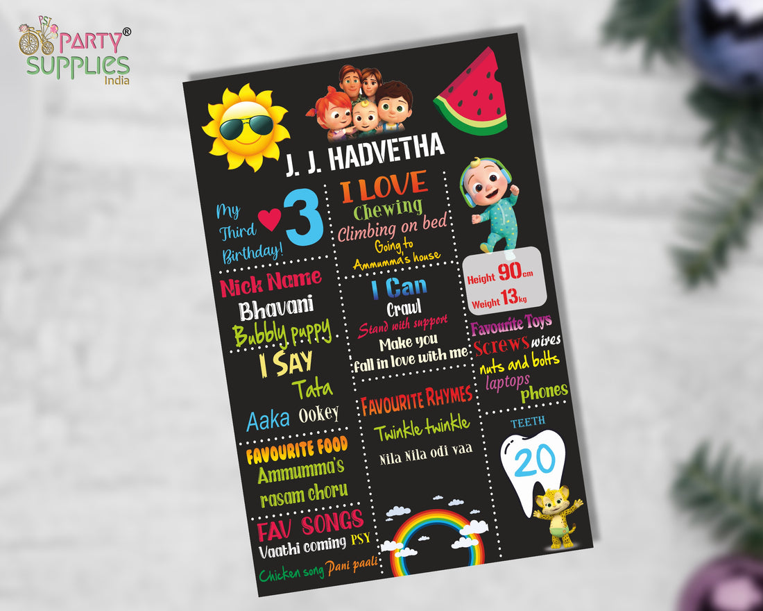 Coco Melon theme boy Customized Chalkboard