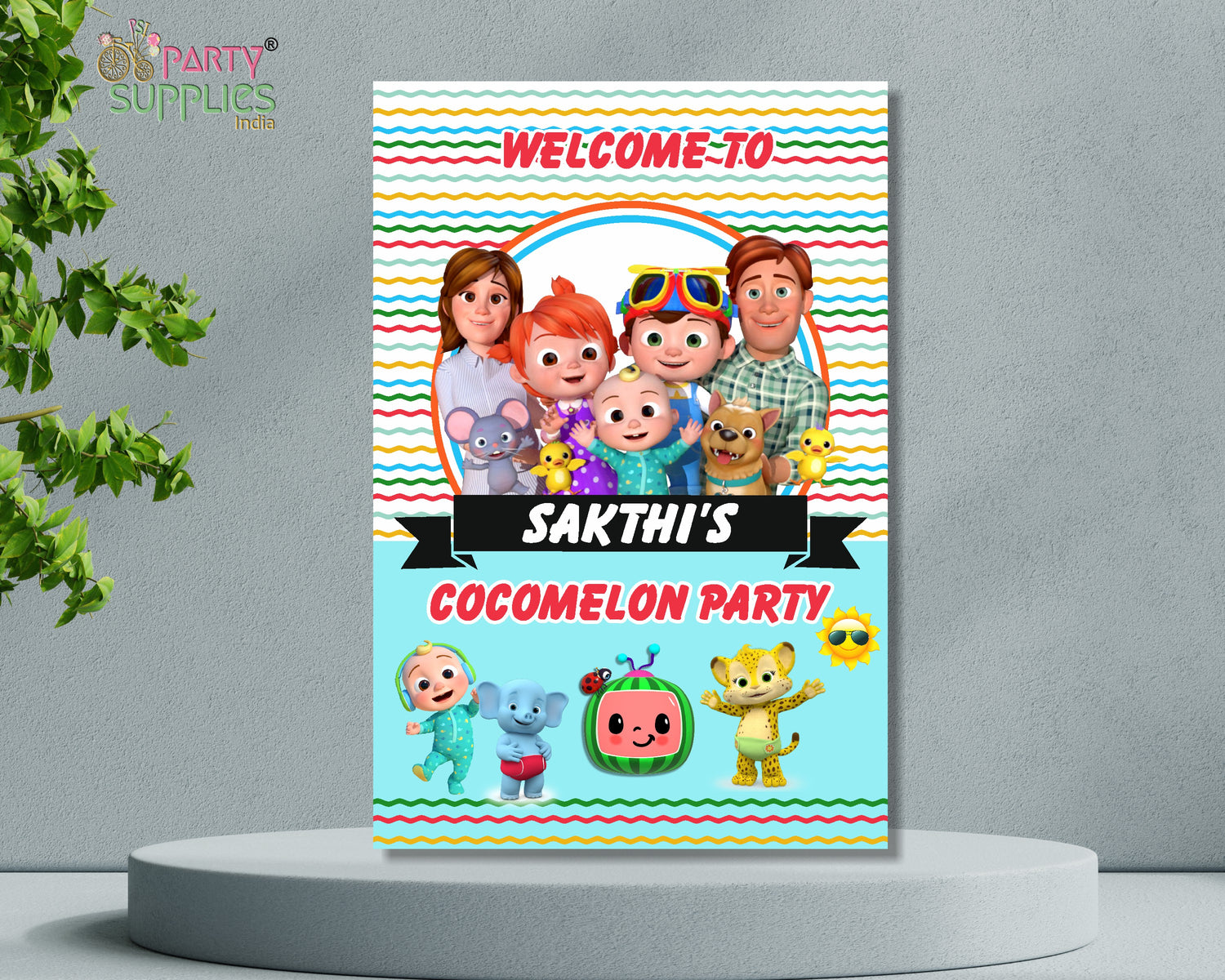 PSI Coco Melon Theme Boy Personalized Welcome Board