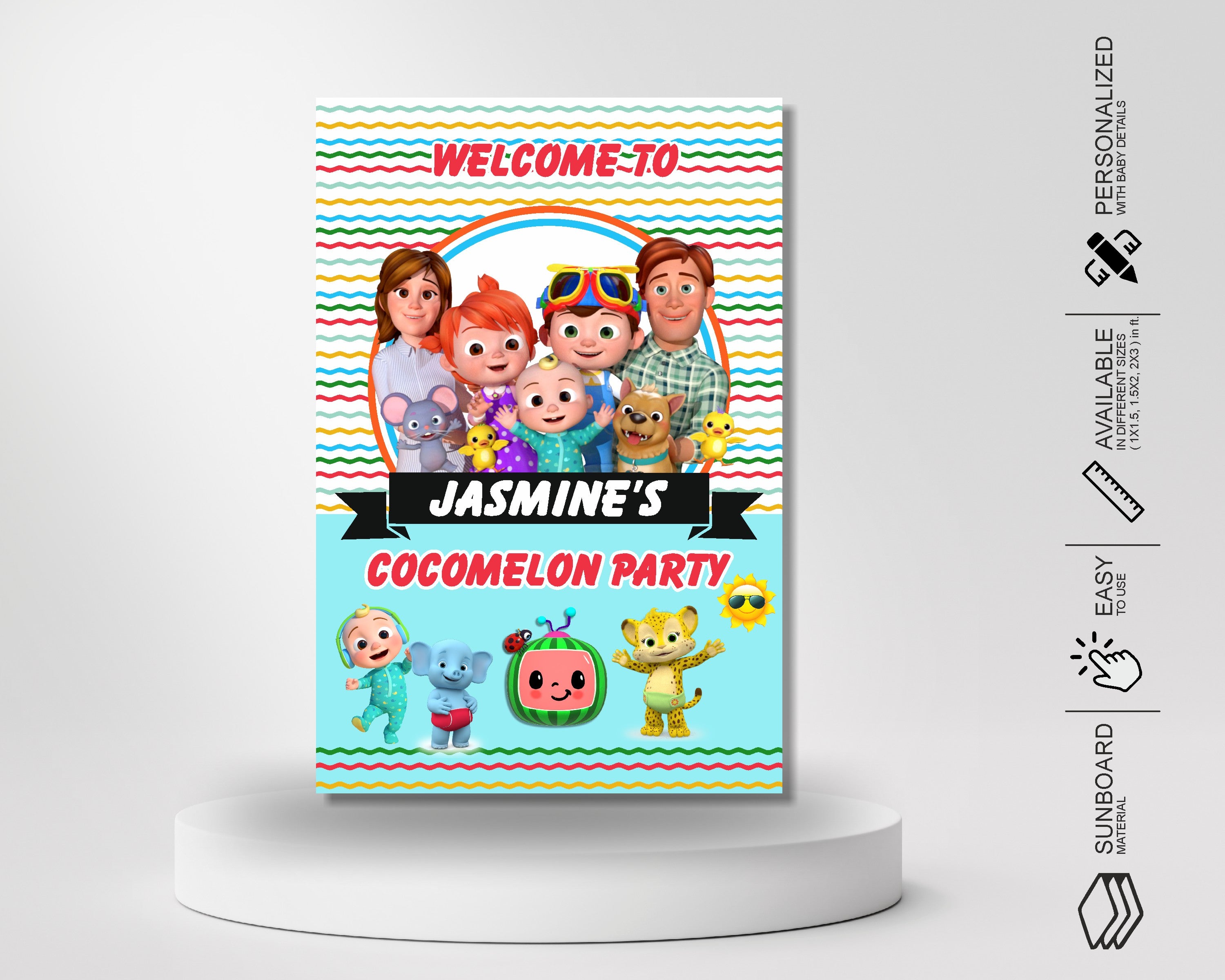PSI Coco Melon Theme Girl Personalized Welcome Board