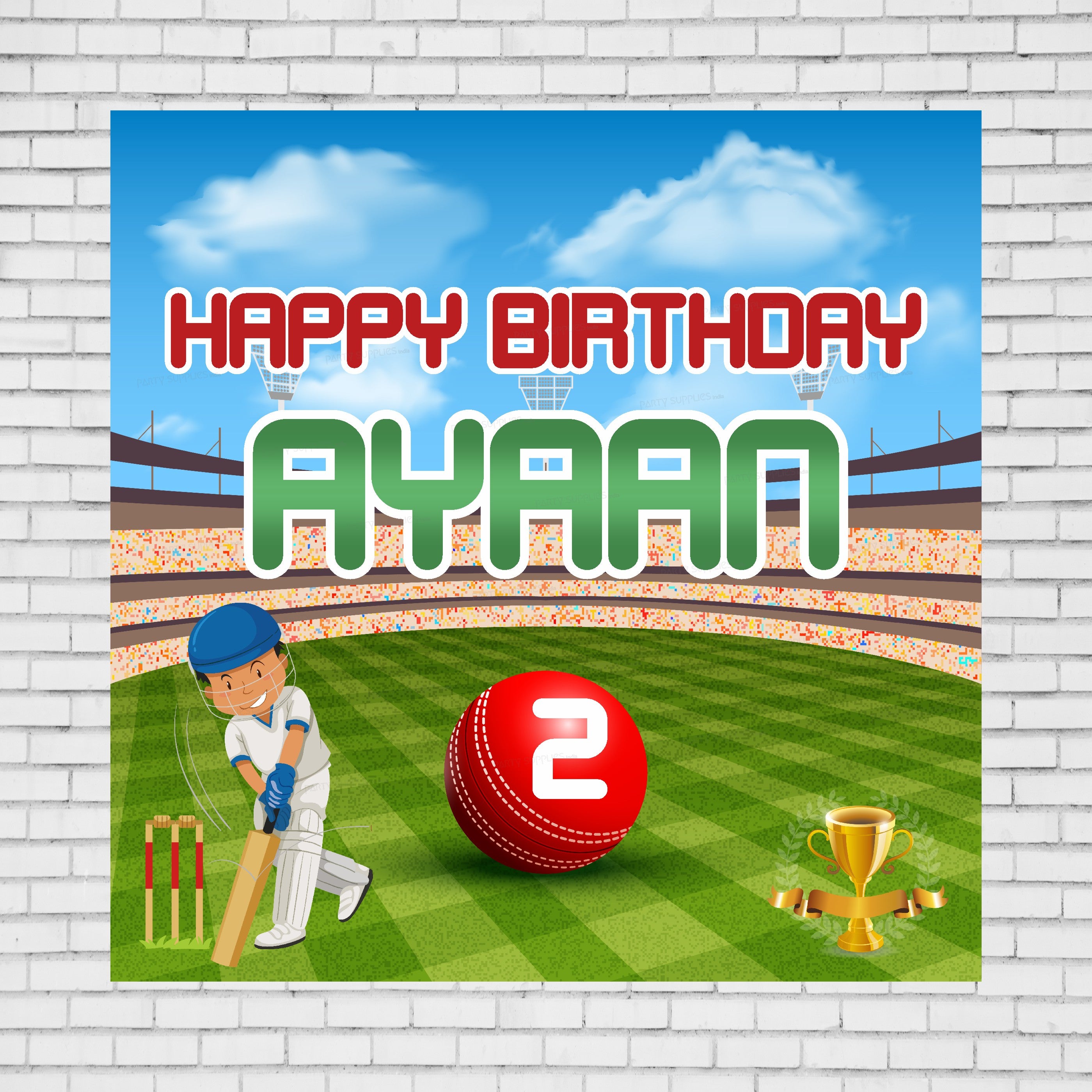 Cricket Theme Personalized Backdrop | Party Supplies India Online