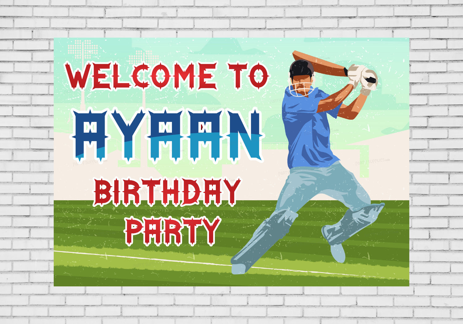 PSI Cricket Theme Personalized Welcome Board