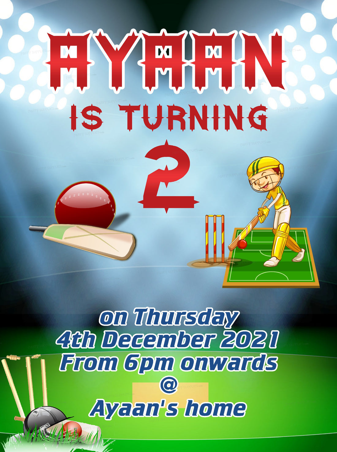 Cricket Theme Invite