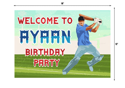 PSI Cricket Theme Personalized Welcome Board