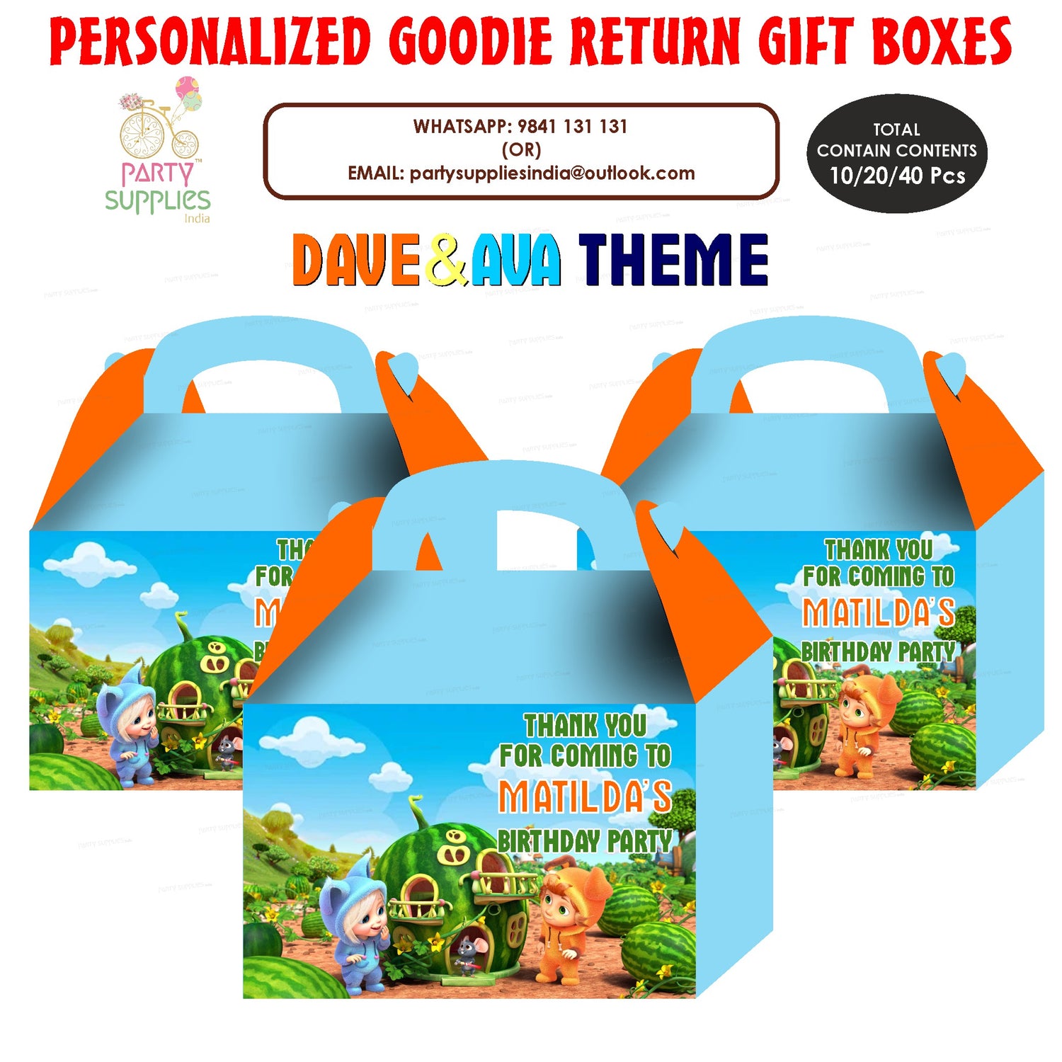 PSI Dave &amp; Ava theme Goodie Return Gift Boxes