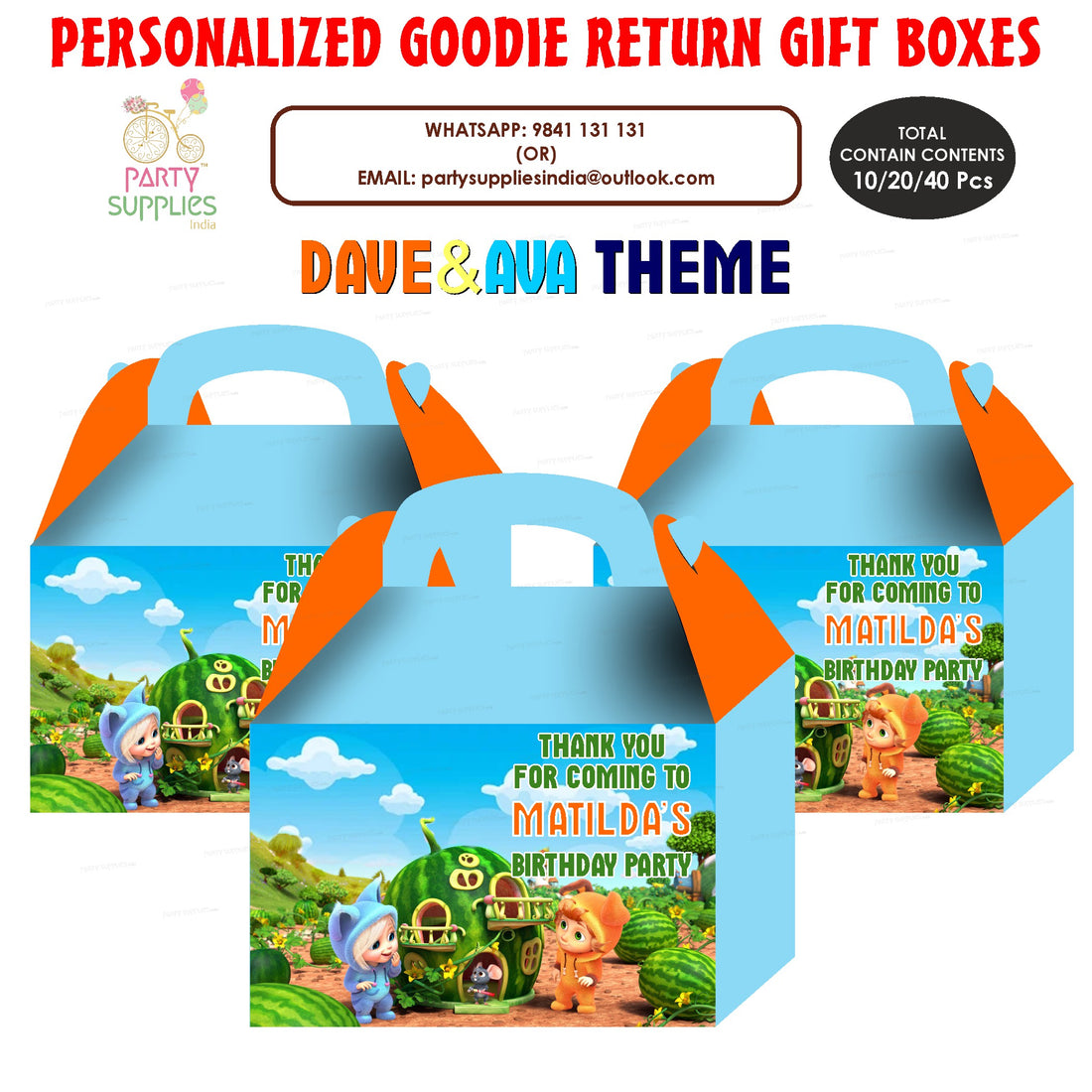 Dave & Ava theme Goodie Return Gift Boxes