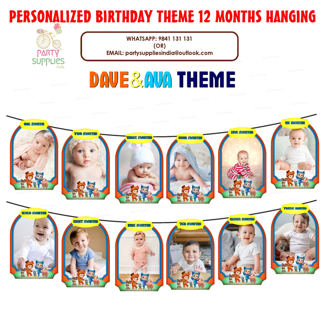 Dave and Ava Theme 12 Months Photo Banner