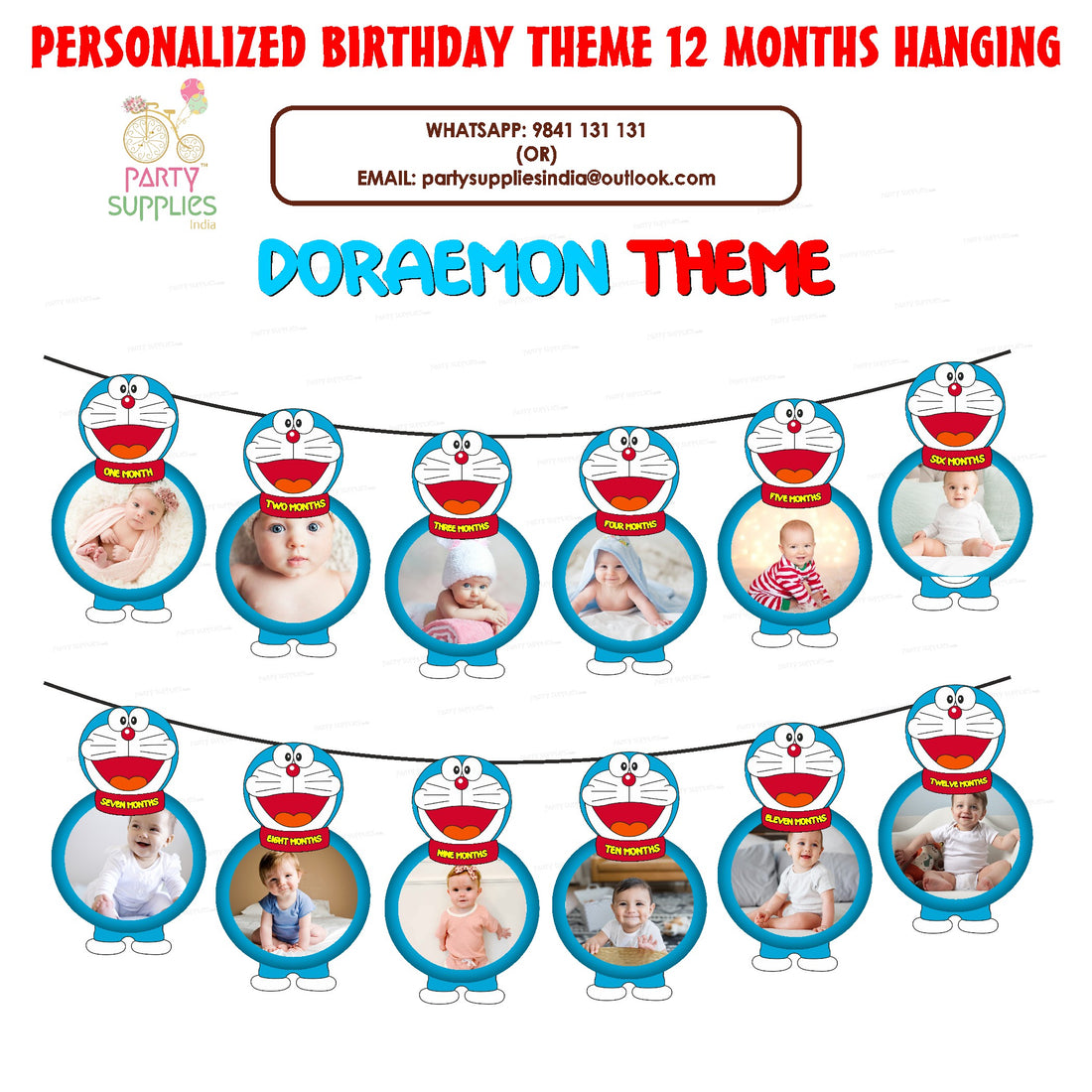 PSI Doraemon Theme 12 Months Photo Banner