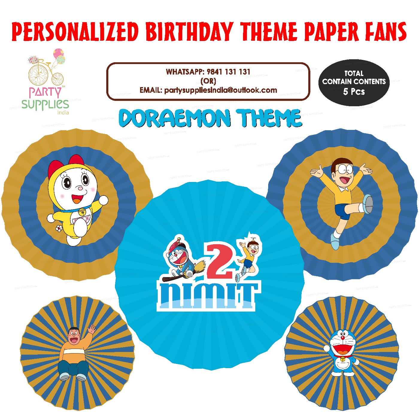 Doraemon Theme Paper Fan