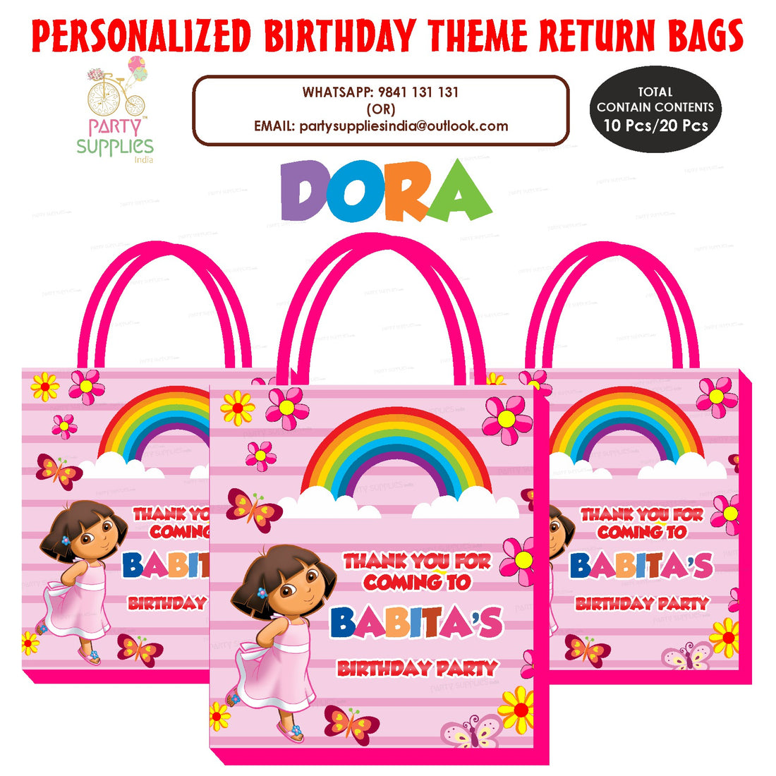 Dora the Explorer Theme Return Gift Bag