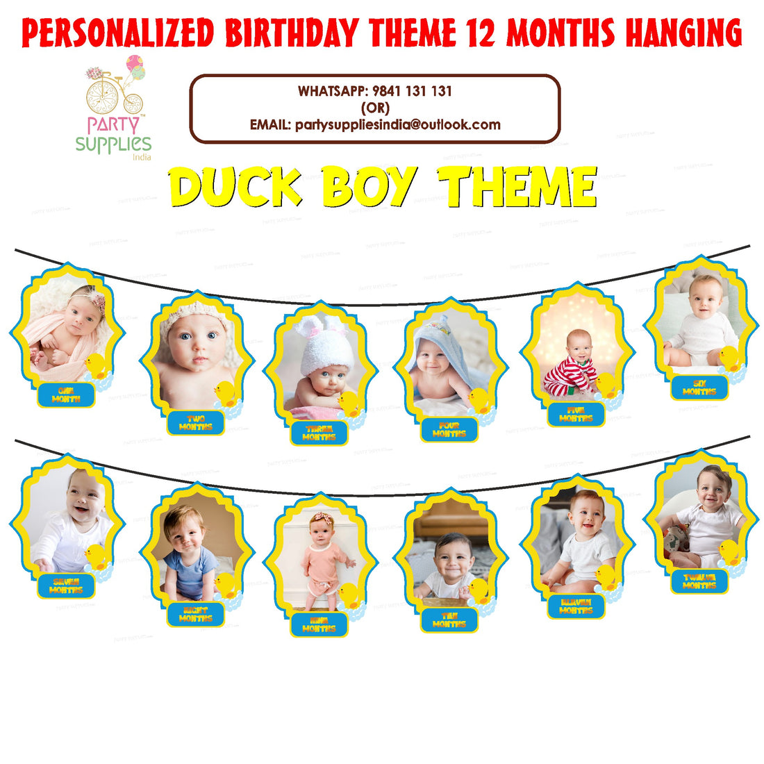 PSI Duck Boy Theme 12 Months Photo Banner