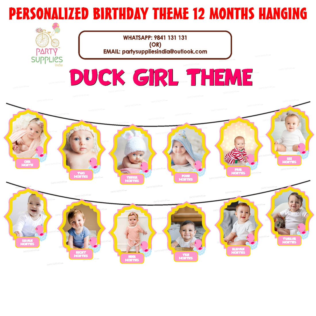 PSI Duck Girl Theme 12 Months Photo Banner