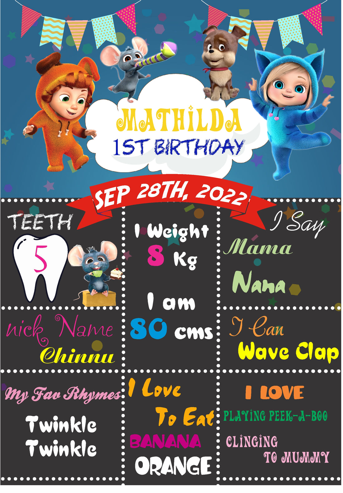 Dave & Ava Theme Chalk Board