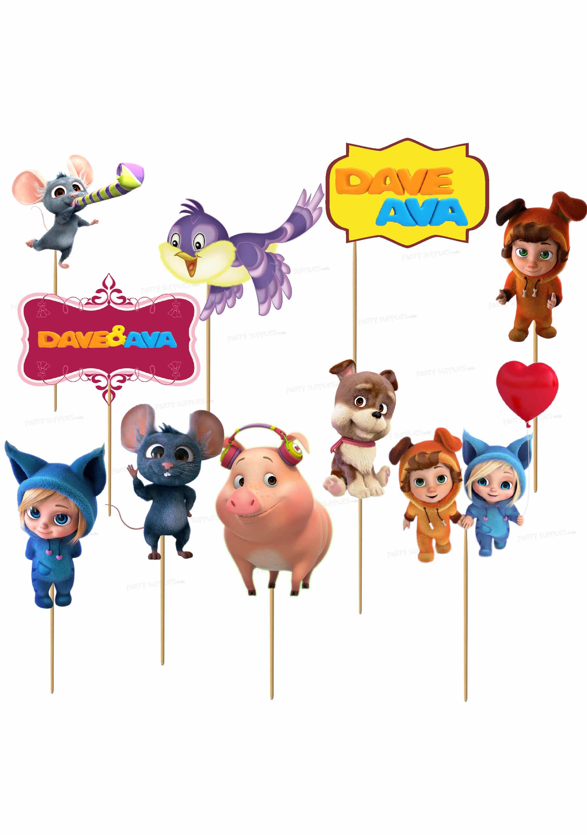 Dave & Ava Theme Props Birthday party celebration online Party