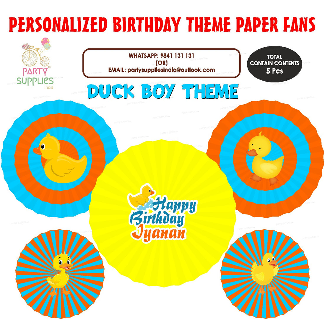 PSI Duck Theme Boy Paper Fan