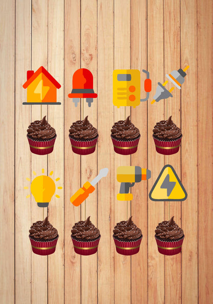 Electrician Theme Customized Cup Cake Topper