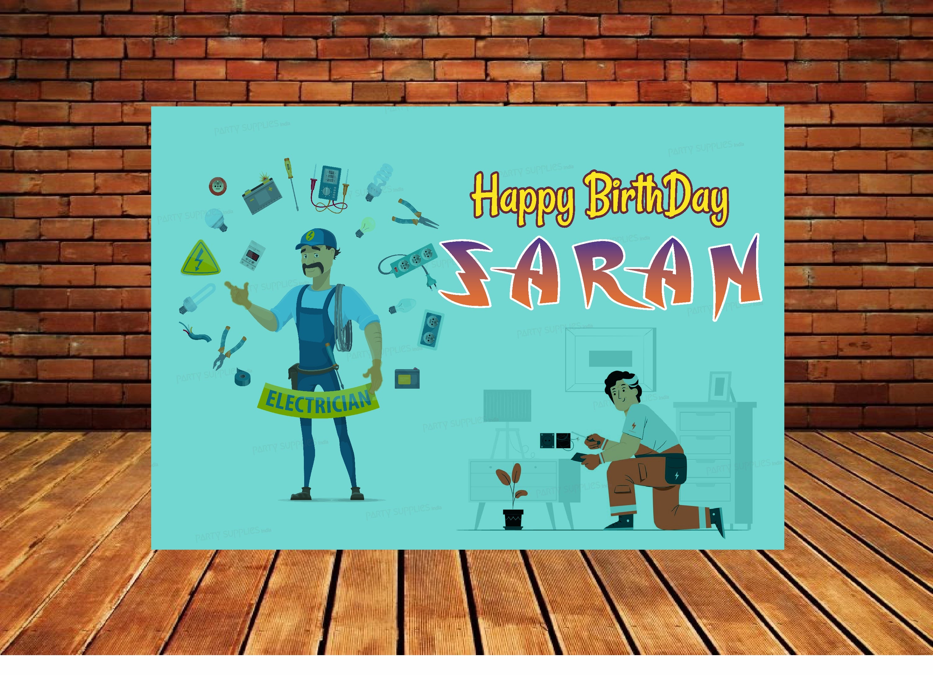 Electrician Theme Personalized Backdrop