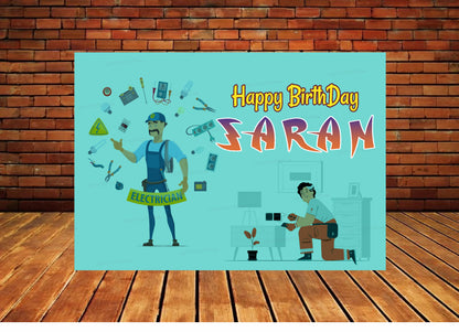 Electrician Theme Personalized Backdrop