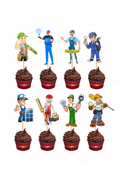 Electrician Theme Cup Cake Topper