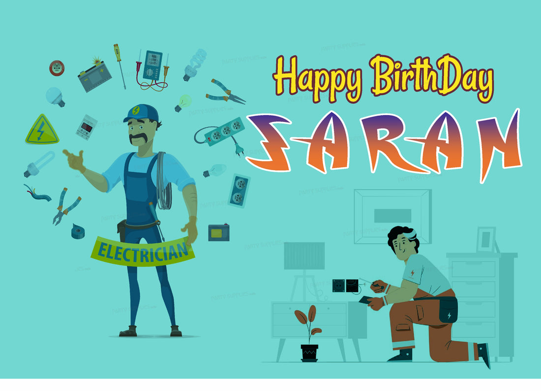 Electrician Theme Personalized Backdrop