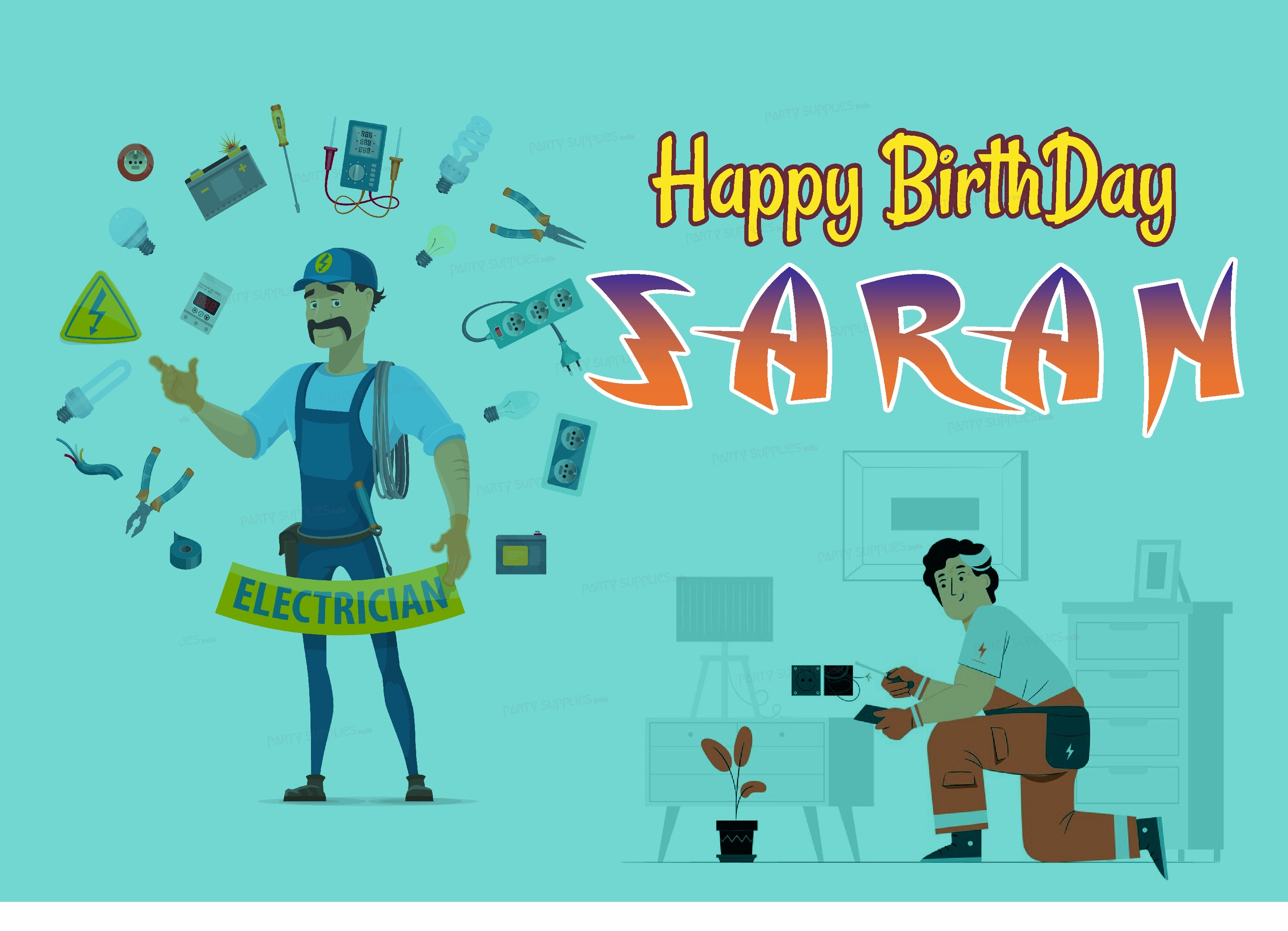 Electrician Theme Personalized Backdrop