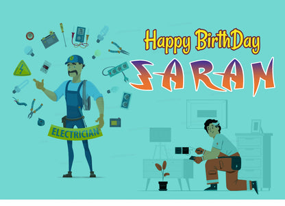 Electrician Theme Personalized Backdrop