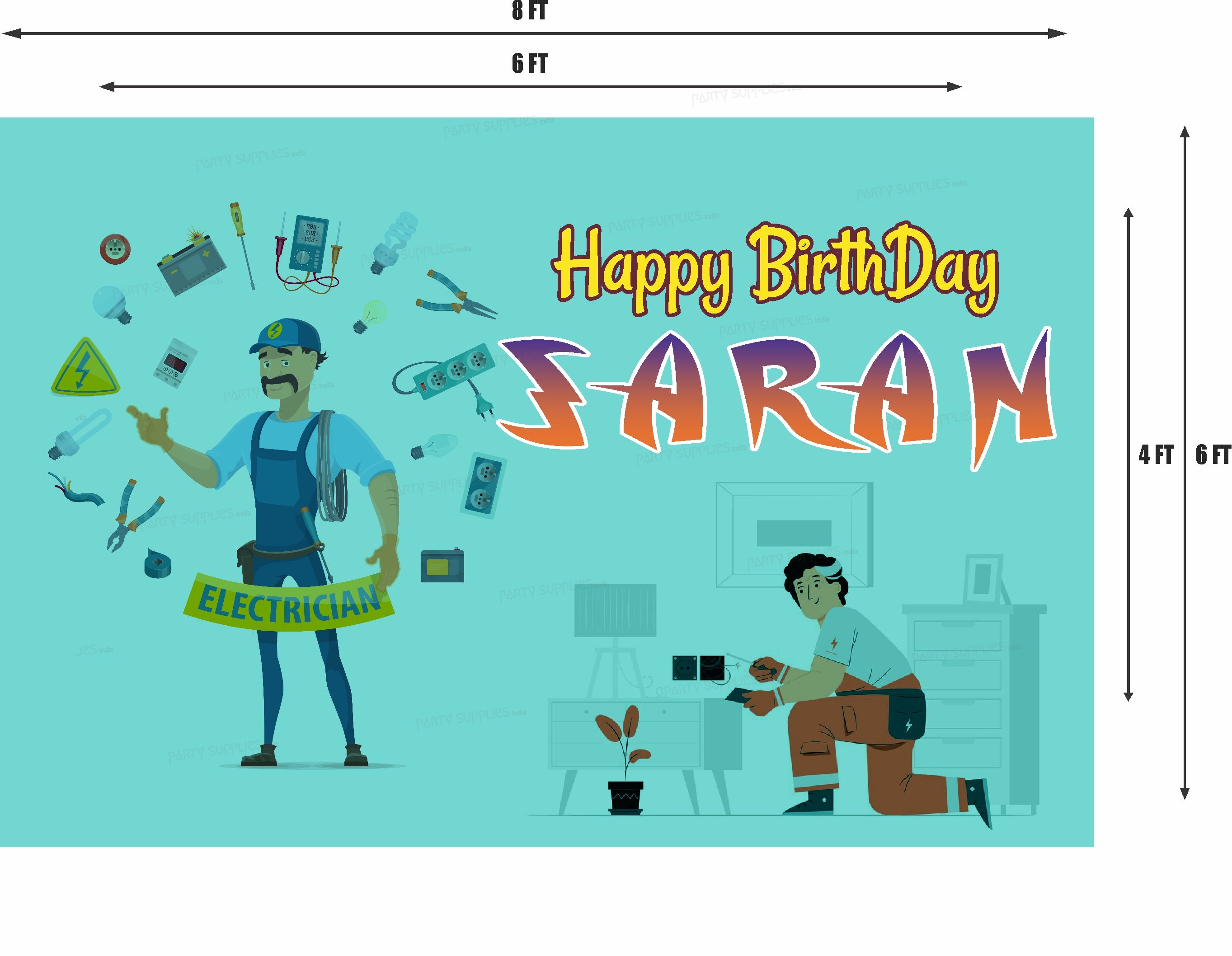 Electrician Theme Personalized Backdrop