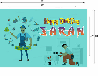 Electrician Theme Personalized Backdrop