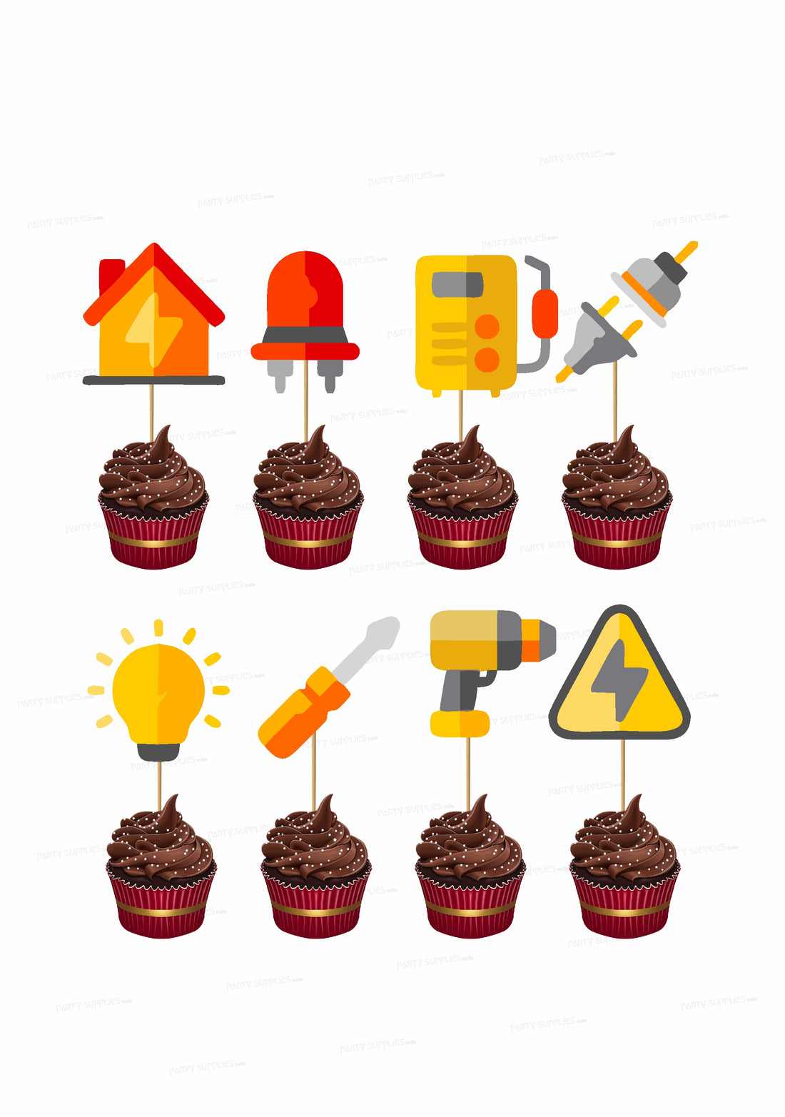 Electrician Theme Customized Cup Cake Topper