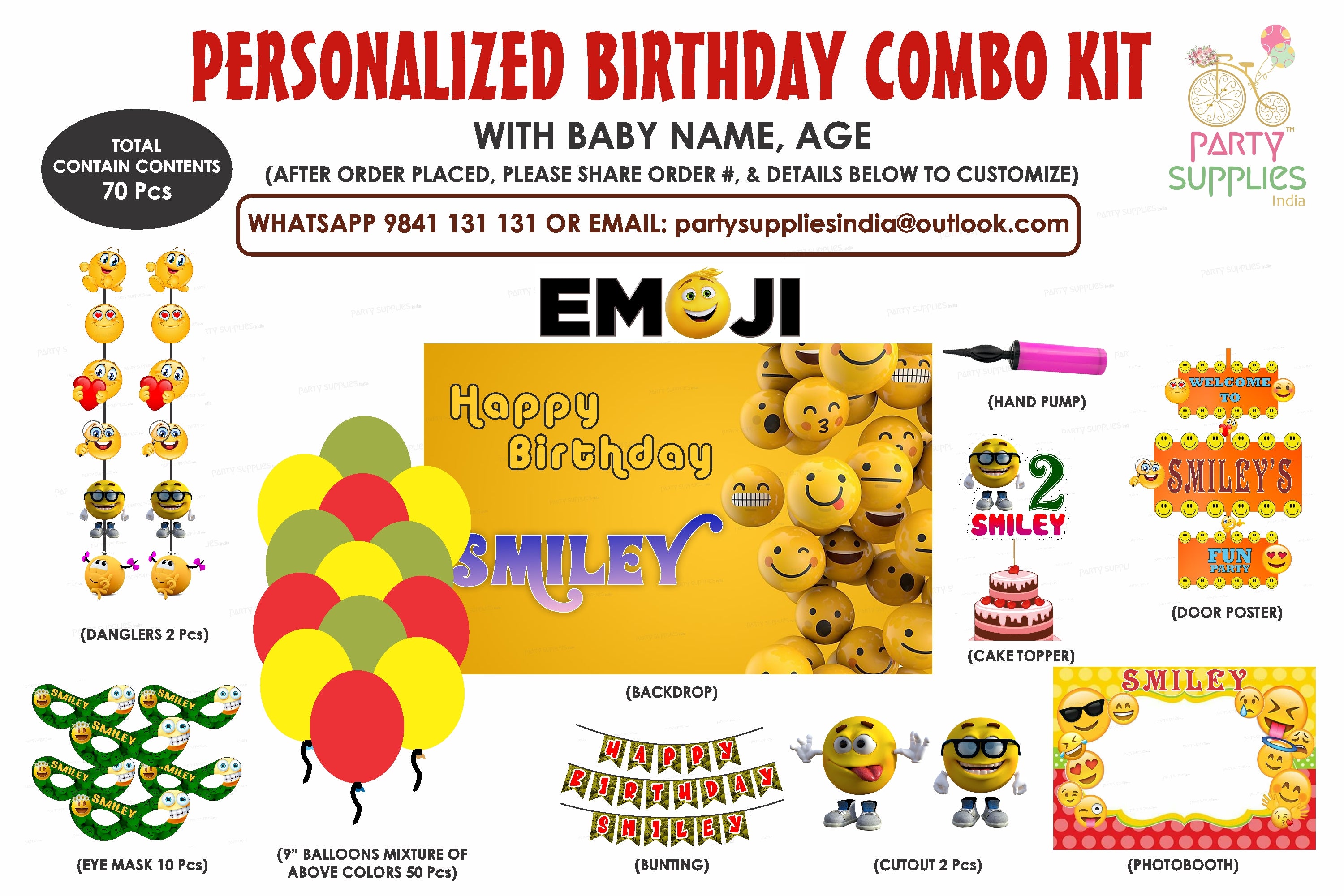 Construction Balloon Rch Emoji Theme Exculsive Combo Kit | Birthday party decoration – Party ...