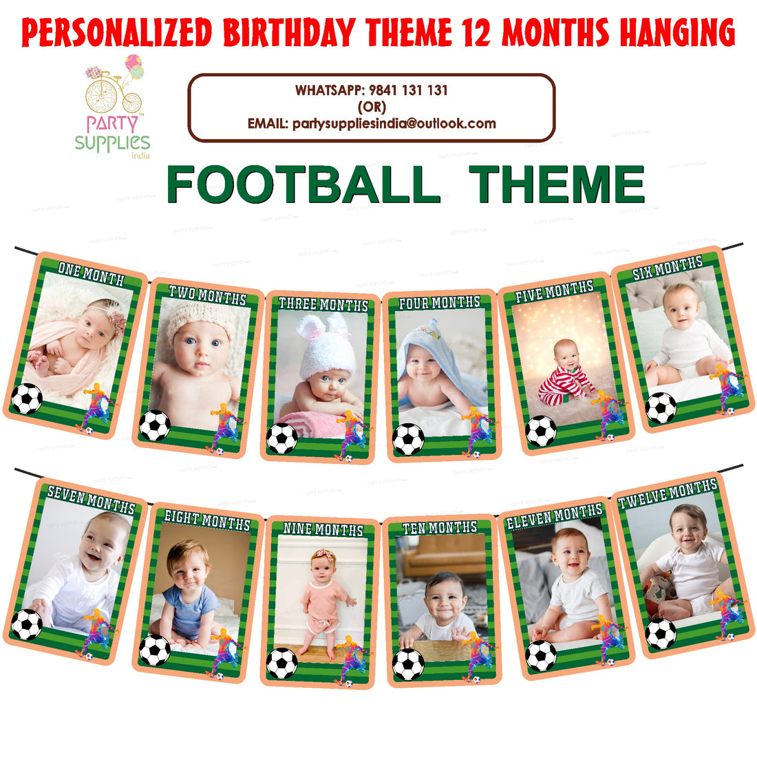 Football Theme 12 Months Photo Banner