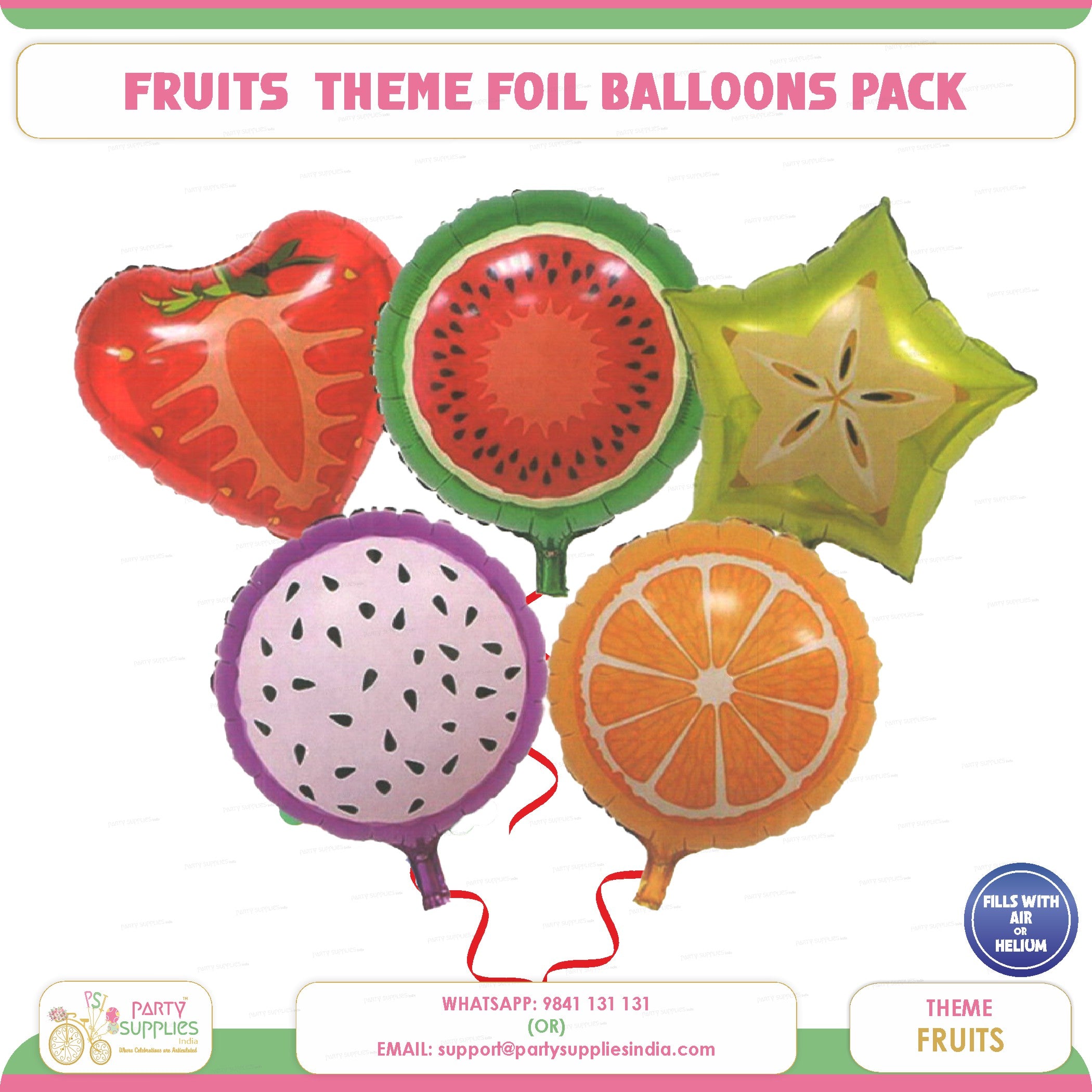 PSI Fruits Theme Foil Balloons Pack