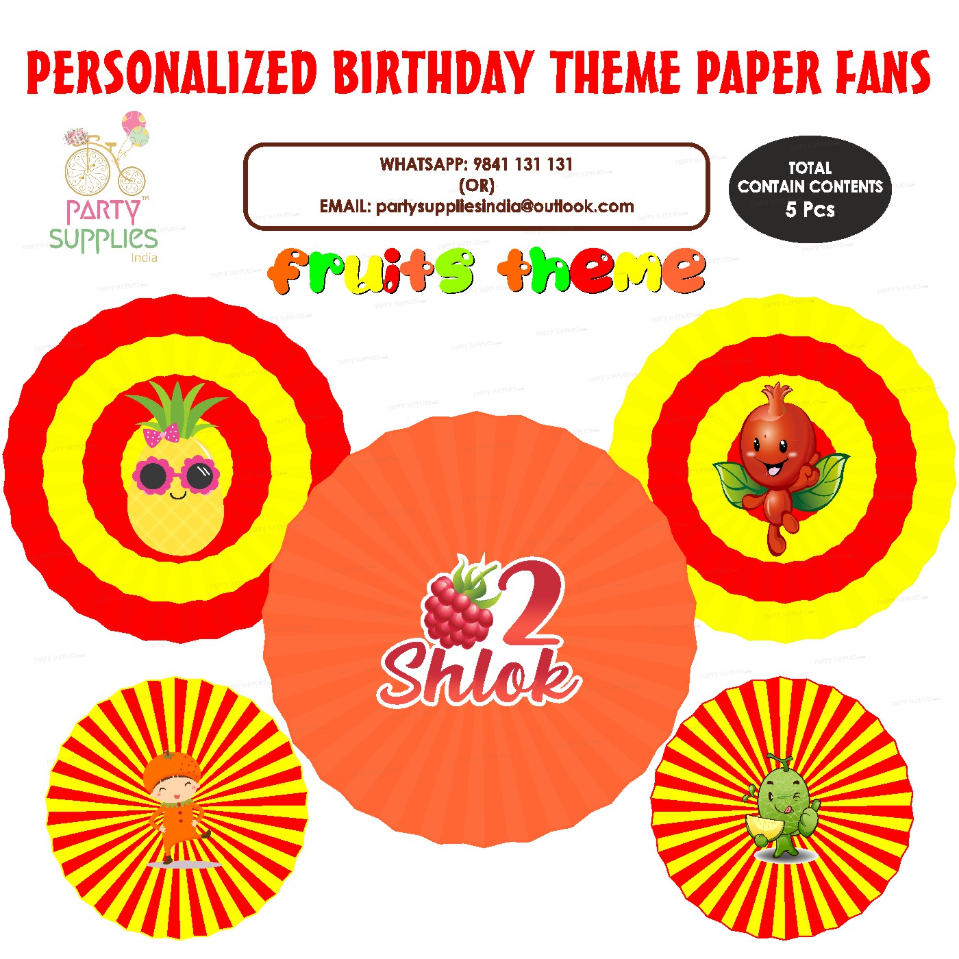 Fruits Theme Paper Fan