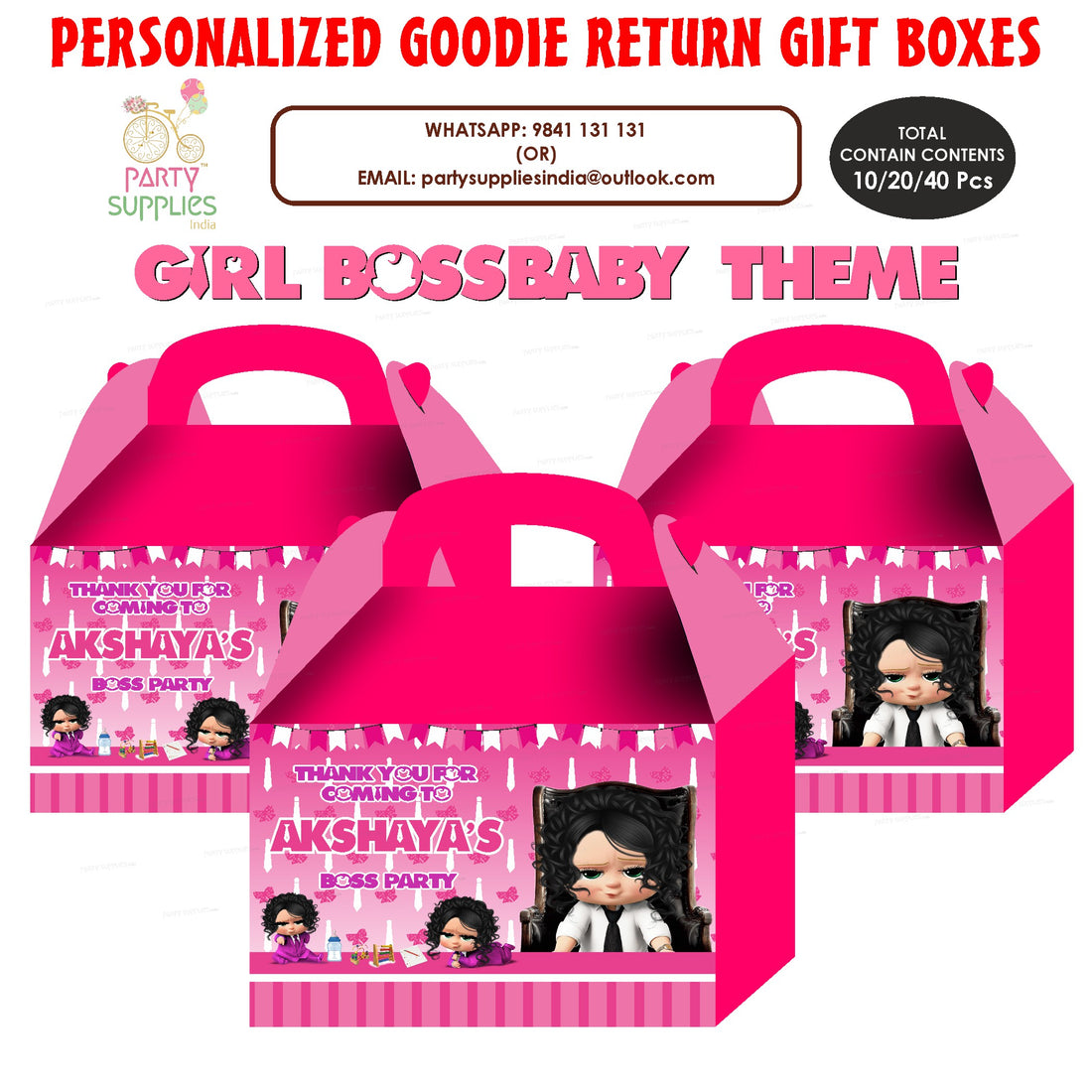 Girl Boss Baby theme Goodie Return Gift Boxes