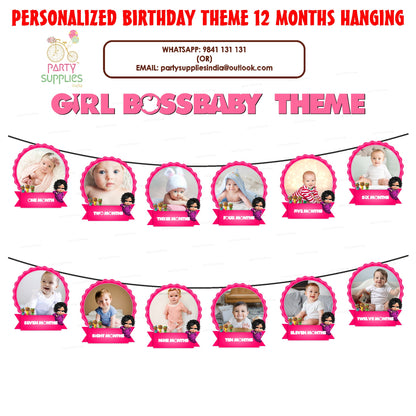 PSI Girl Boss Baby Theme 12 Months Photo Banner