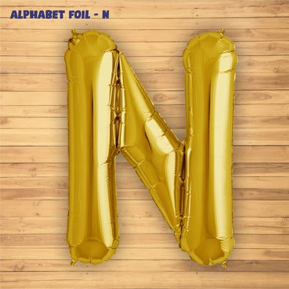 Alphabet N Premium Gold Foil Balloon