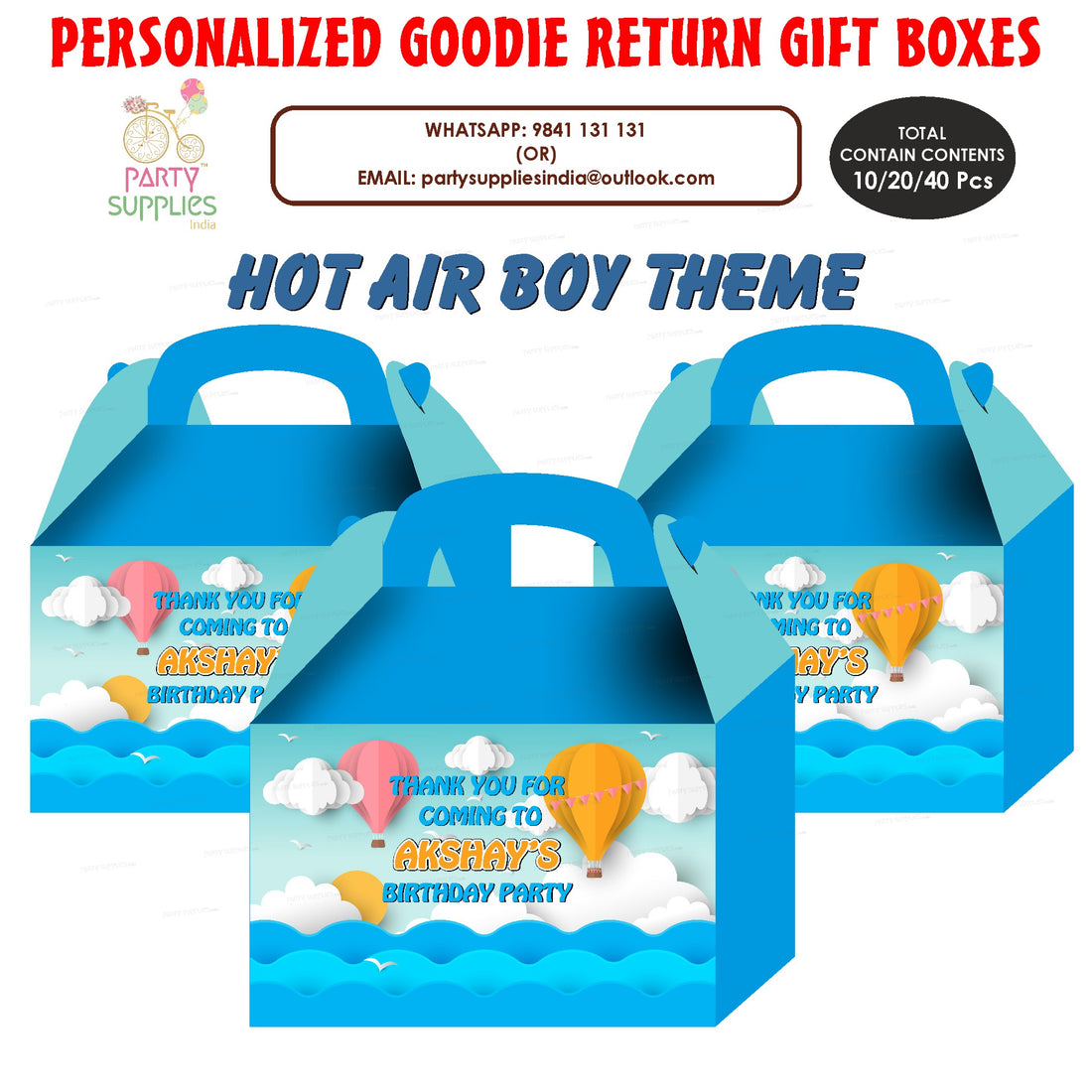 Hot Air Boy theme Goodie Return Gift Boxes
