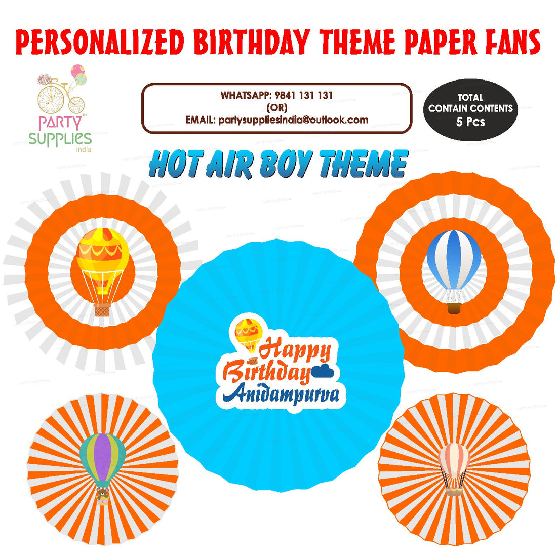 PSI Hot Air Boy Theme Paper Fan