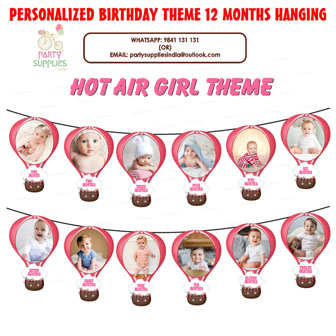 PSI Hot Air Girl Theme 12 Months Photo Banner