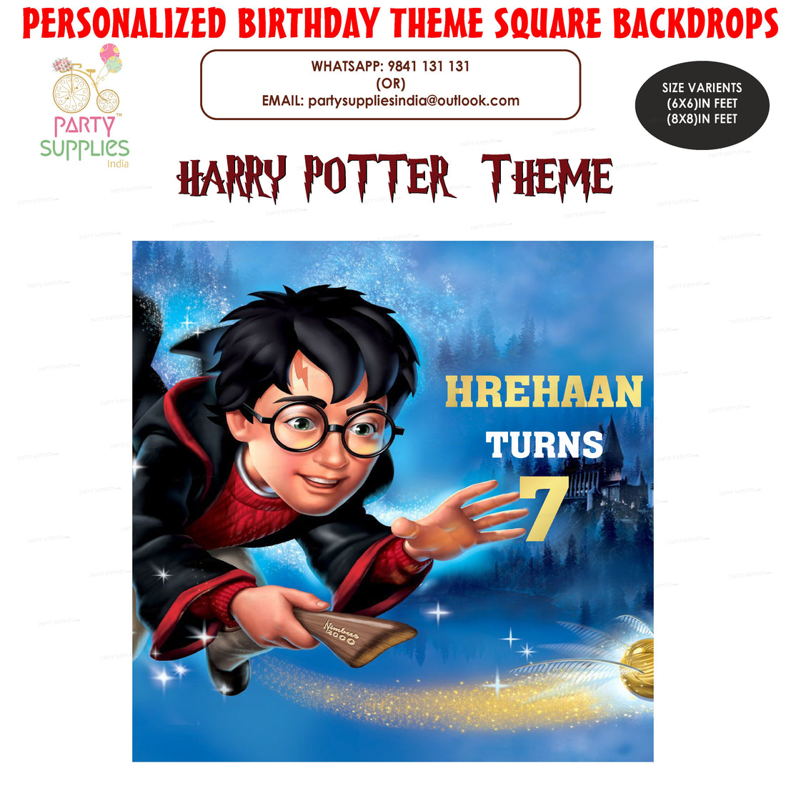 Harry Potter Theme Customized Square Backdrop