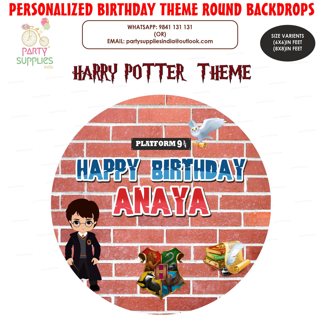 Harry Potter Theme Personalized Round  Backdrop