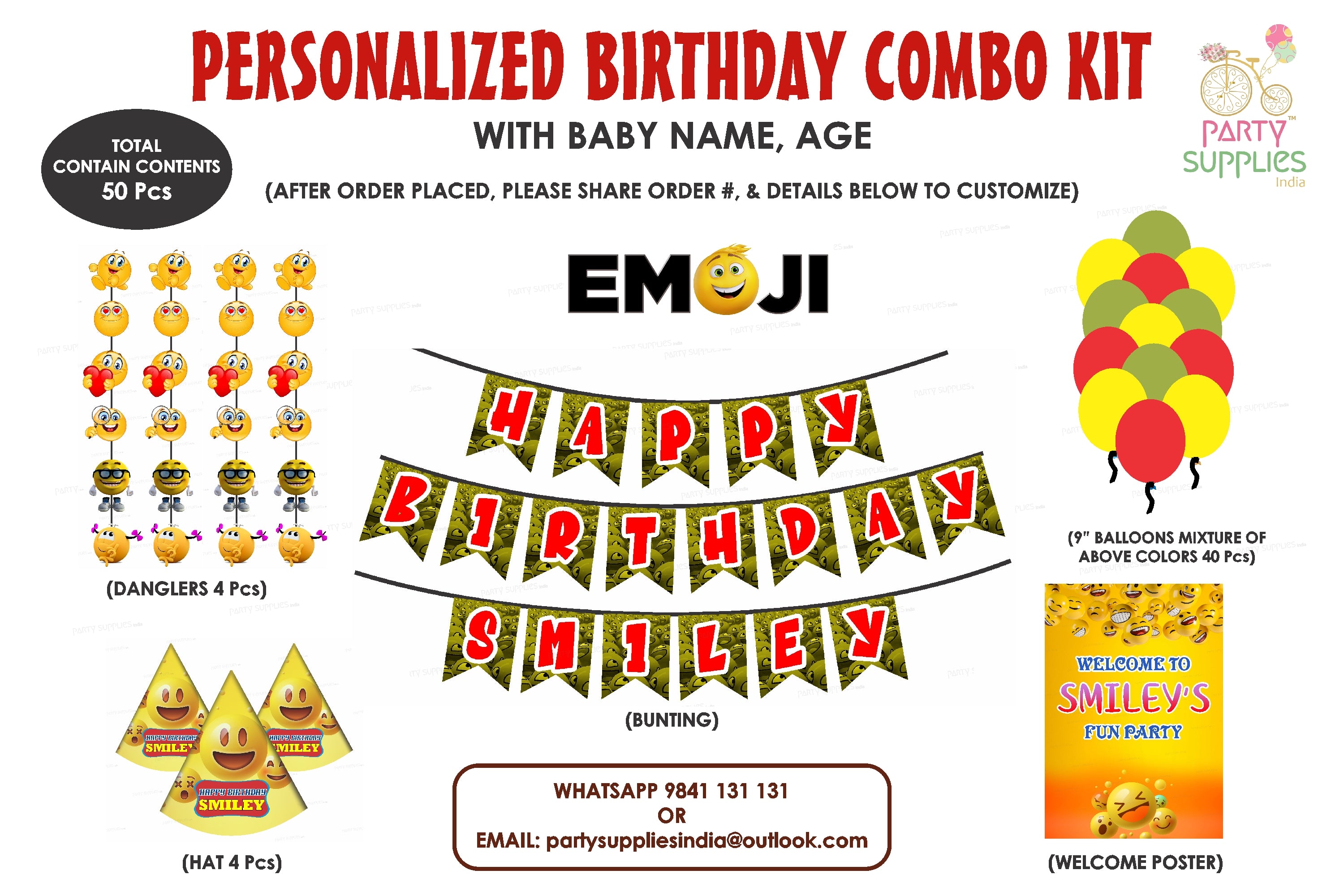 Construction Balloon Rch Emoji Theme Heritage Combo Kit | Party supplies online – Party Supplies ...