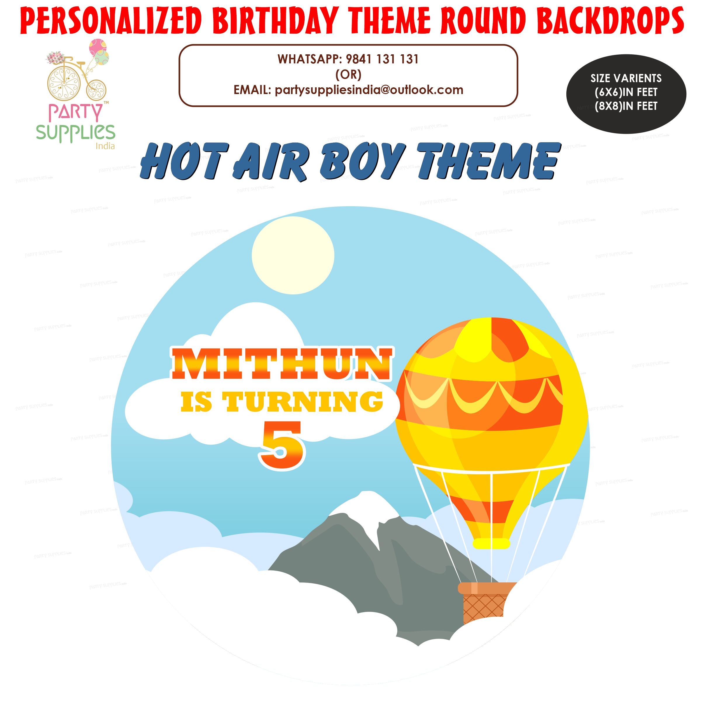 Hot Air Theme Boy Customized Round Backdrop