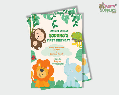 Jungle Theme Customized with Baby Details Invite