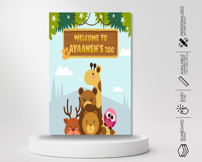 Jungle Theme with Baby Name Welcome Board