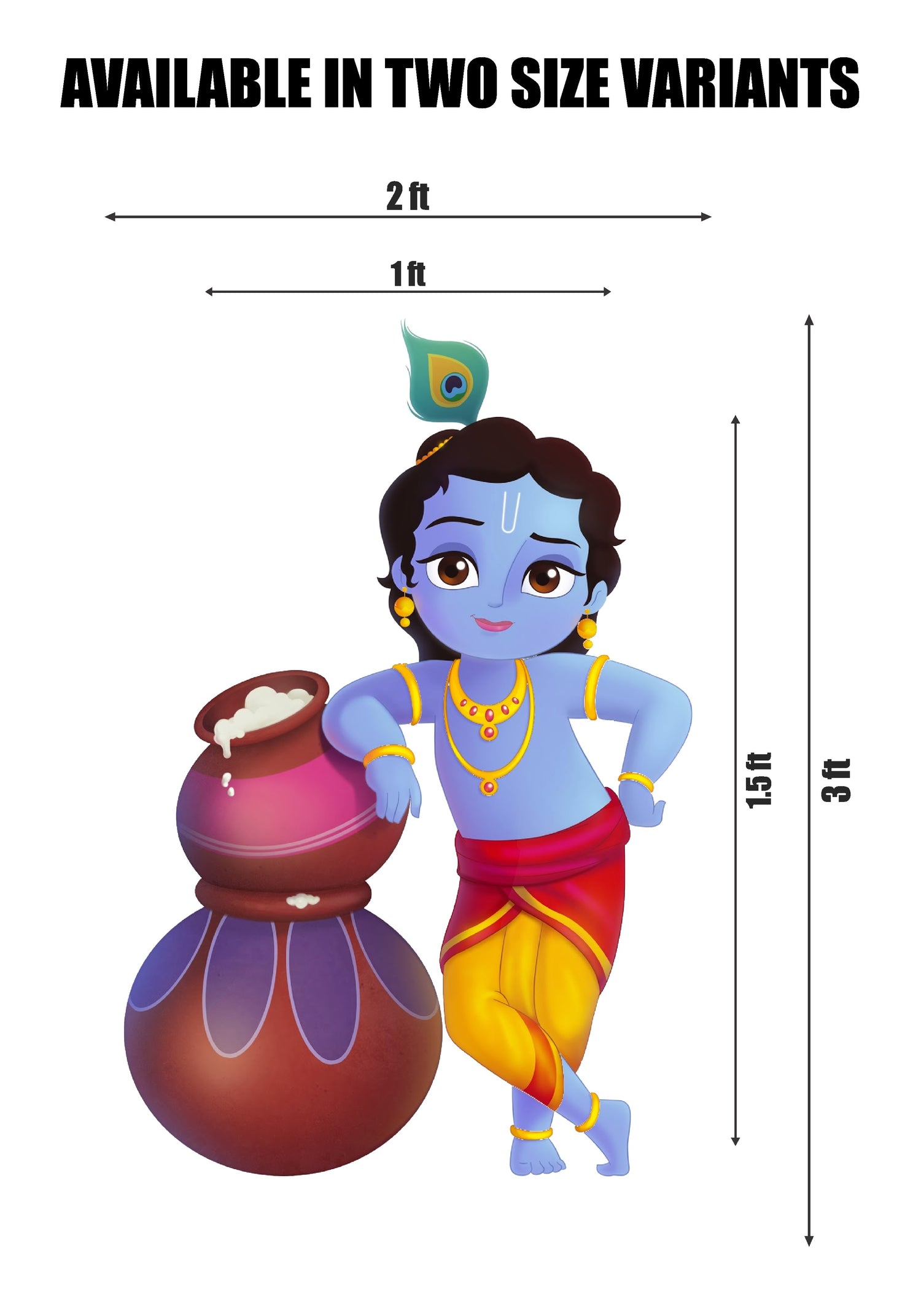 Little Krishna Standing with Pot Theme Cutout