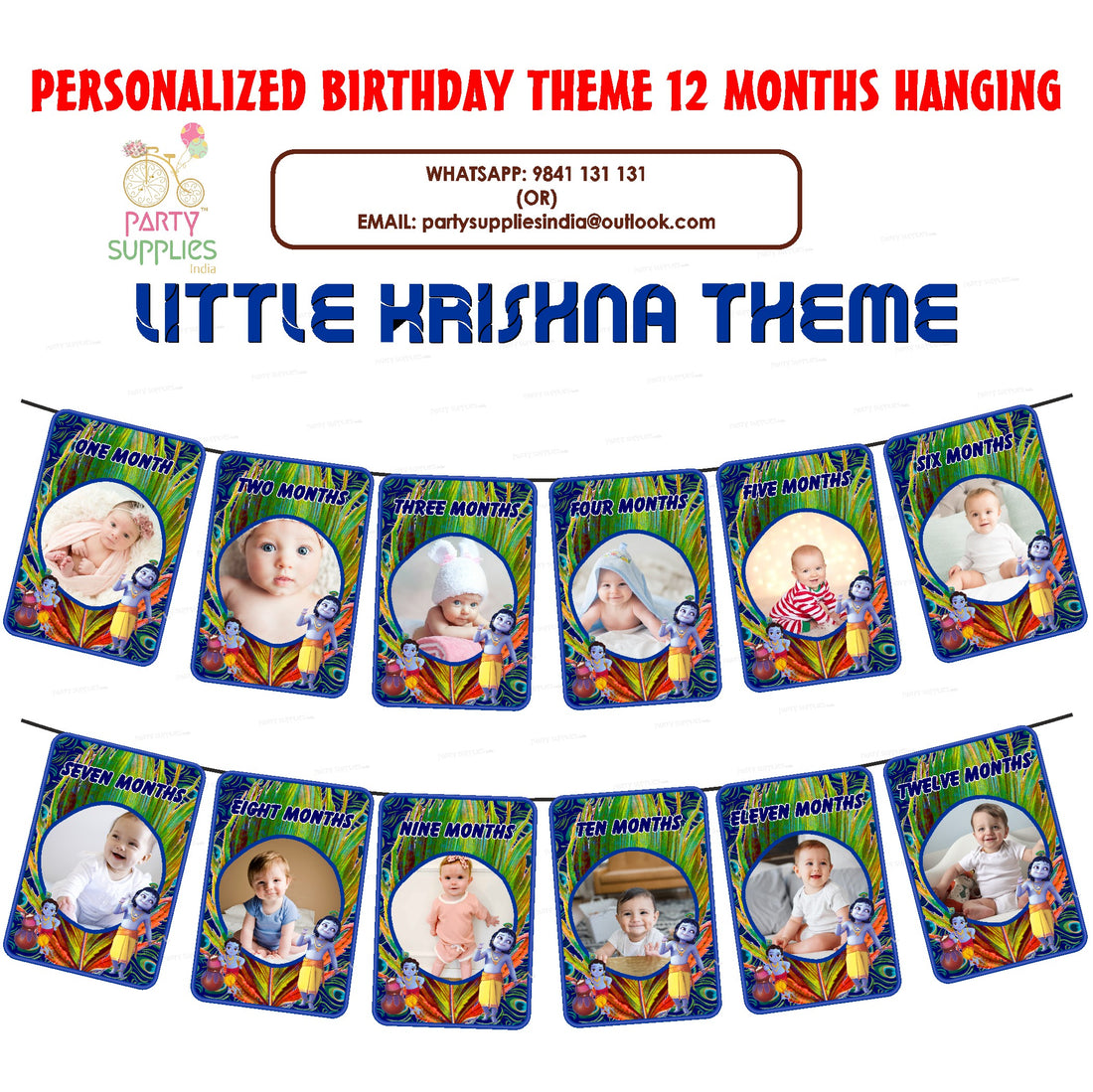 Little Krishna Theme 12 Months Photo Banner