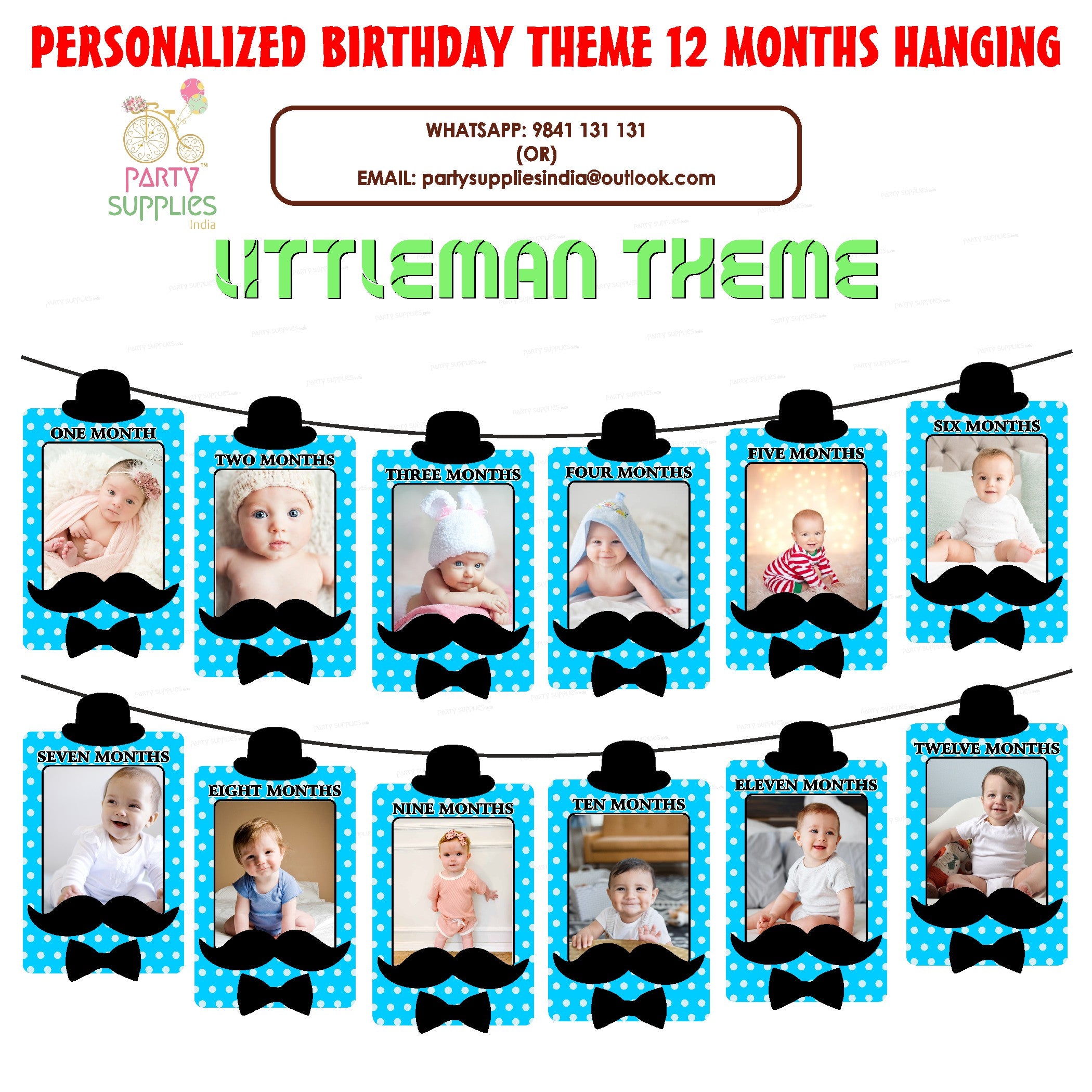 PSI Little Man Theme 12 Months Photo Banner